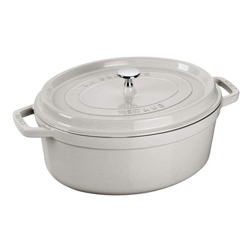 Cocotte 33 cm, oval, Weisser Trüffel, Gusseisen