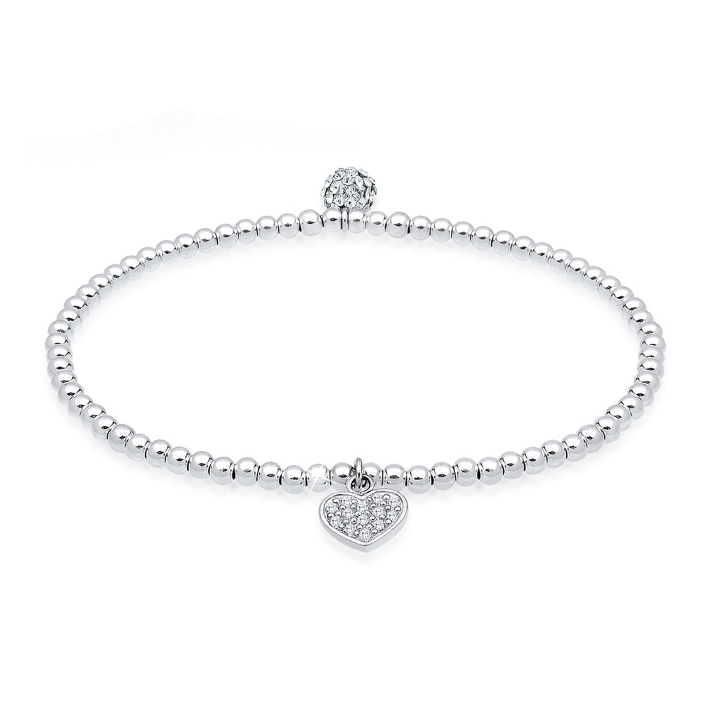 Elli Elli Bracelet Femme Pendentif Coeur Engagement avec Cristaux en Argent Sterling 9 Bracelet