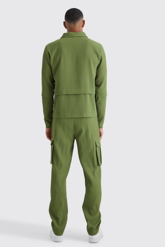 Tall Hemd mit Reißverschluss & elastische Cargohose