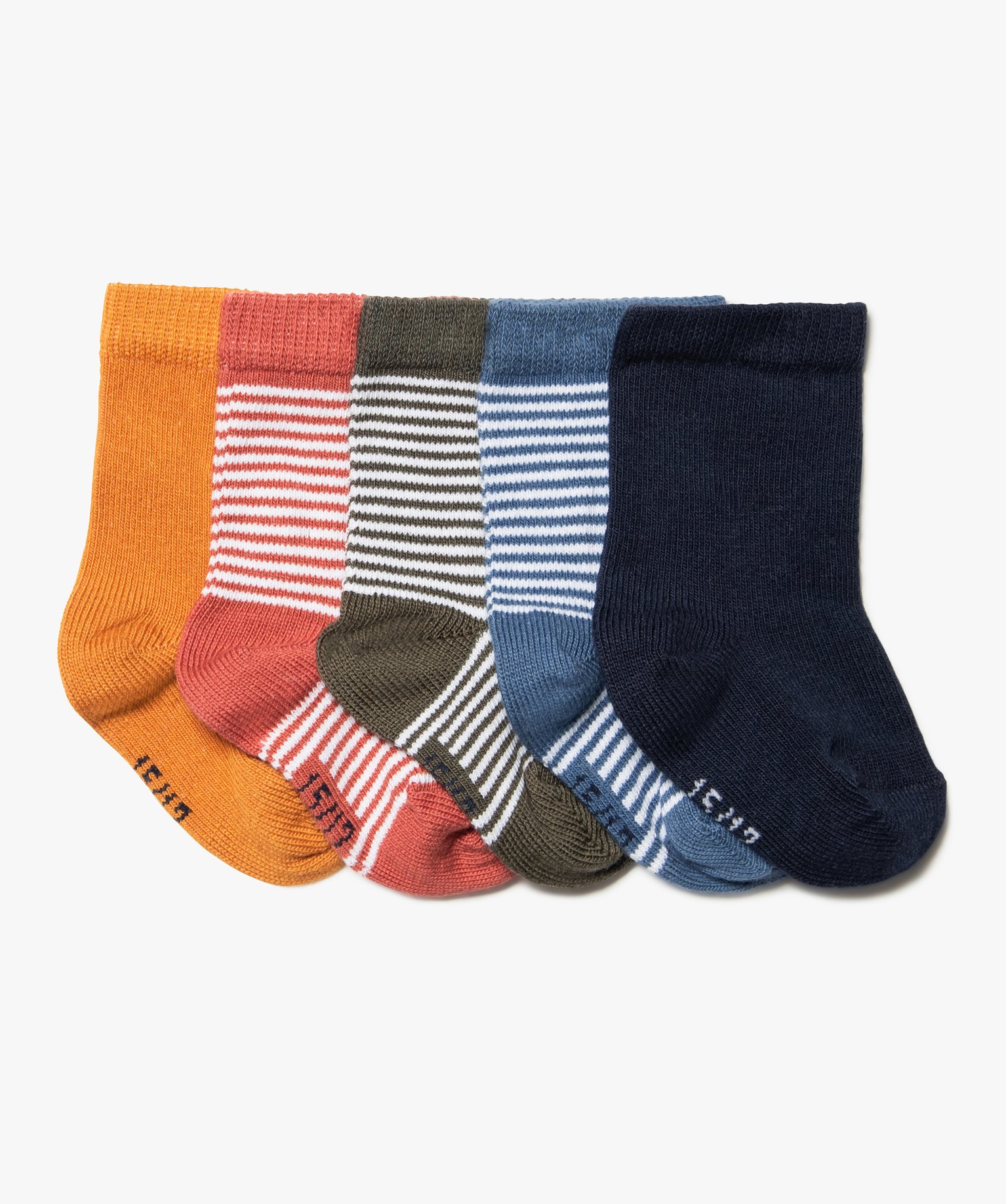 Chaussettes bébé à rayures (lot de 5) bleu | GEMO