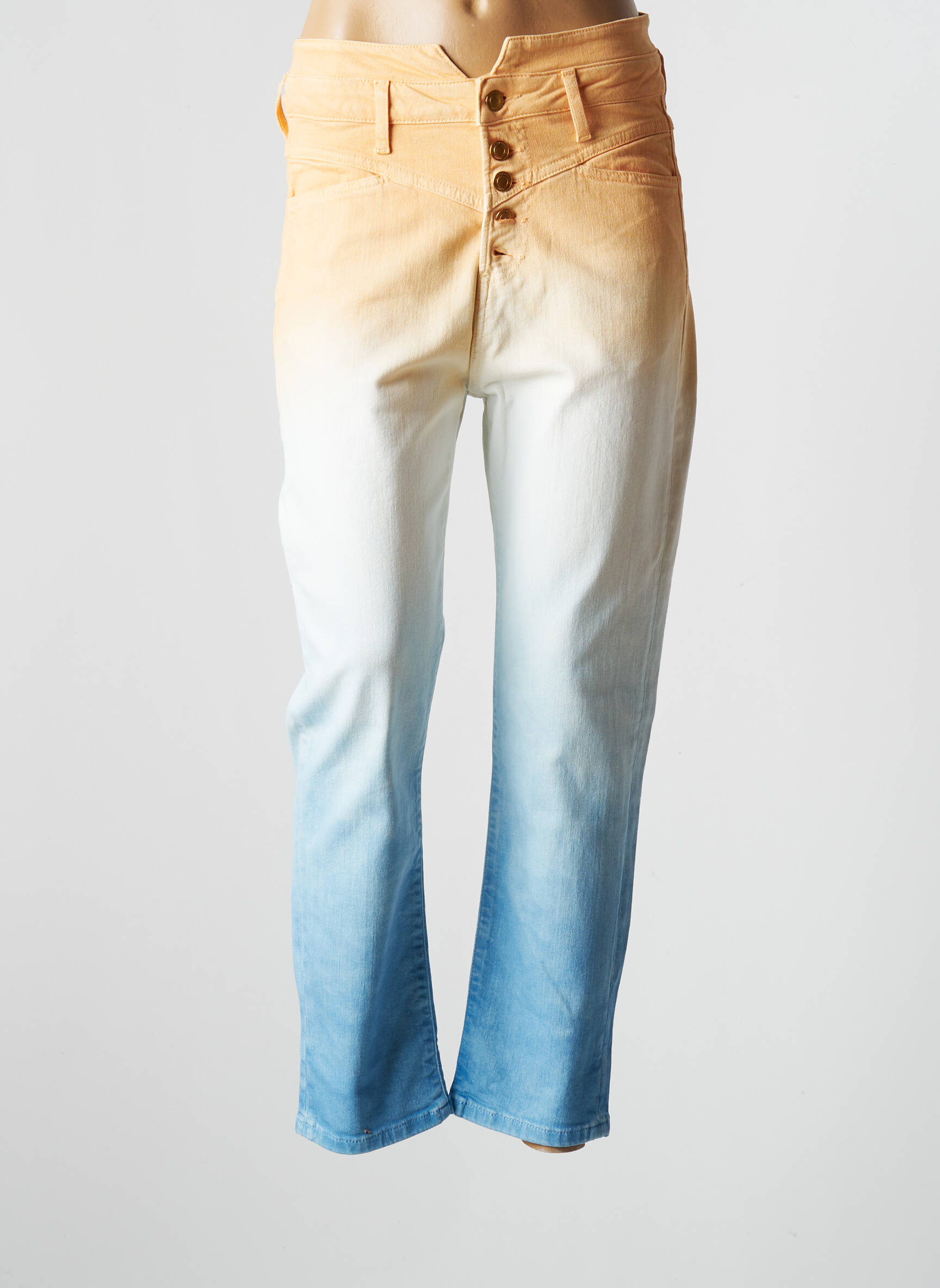 La Petite Francaise Jeans Coupe Droite Femme couleur orange