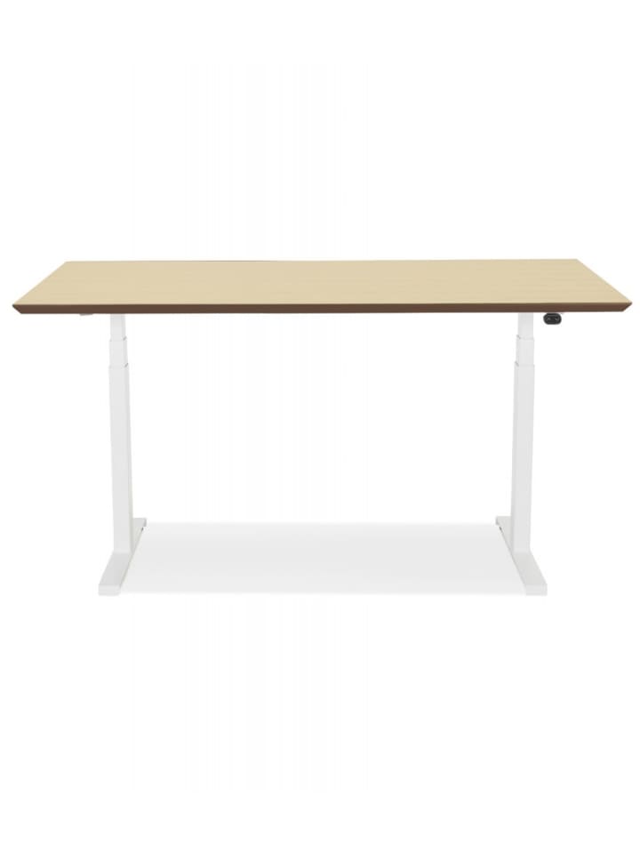 KADIMA DESIGN Elektrischer Sitz-Steh-Schreibtisch aus Holz Metall | Skandi in Beige-Weiß günstig kaufen