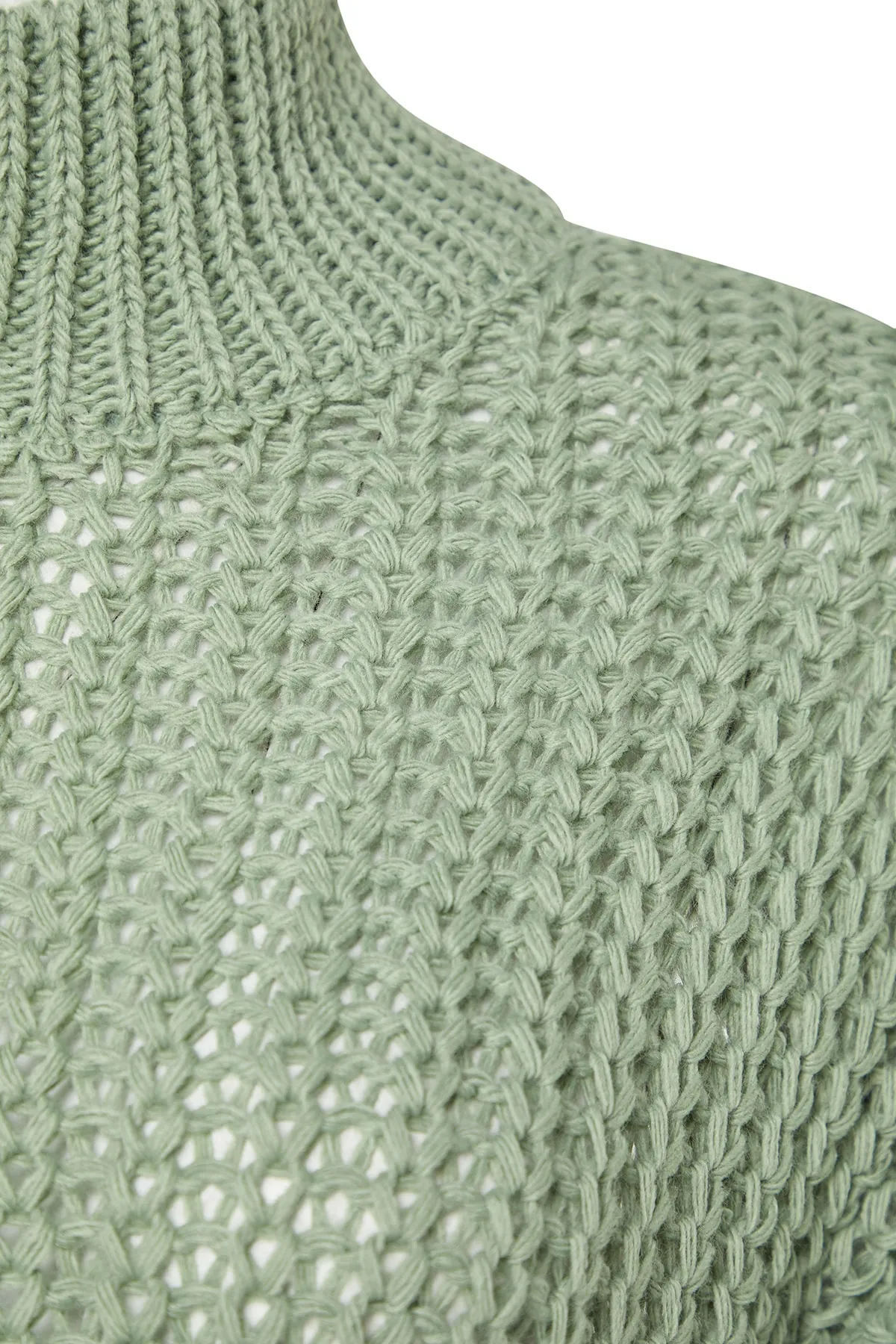Trendyol Collection  Mintfarbener, weich strukturierter Strickpullover mit Basic-Kragen und weiter Passform TWOAW23KZ01810