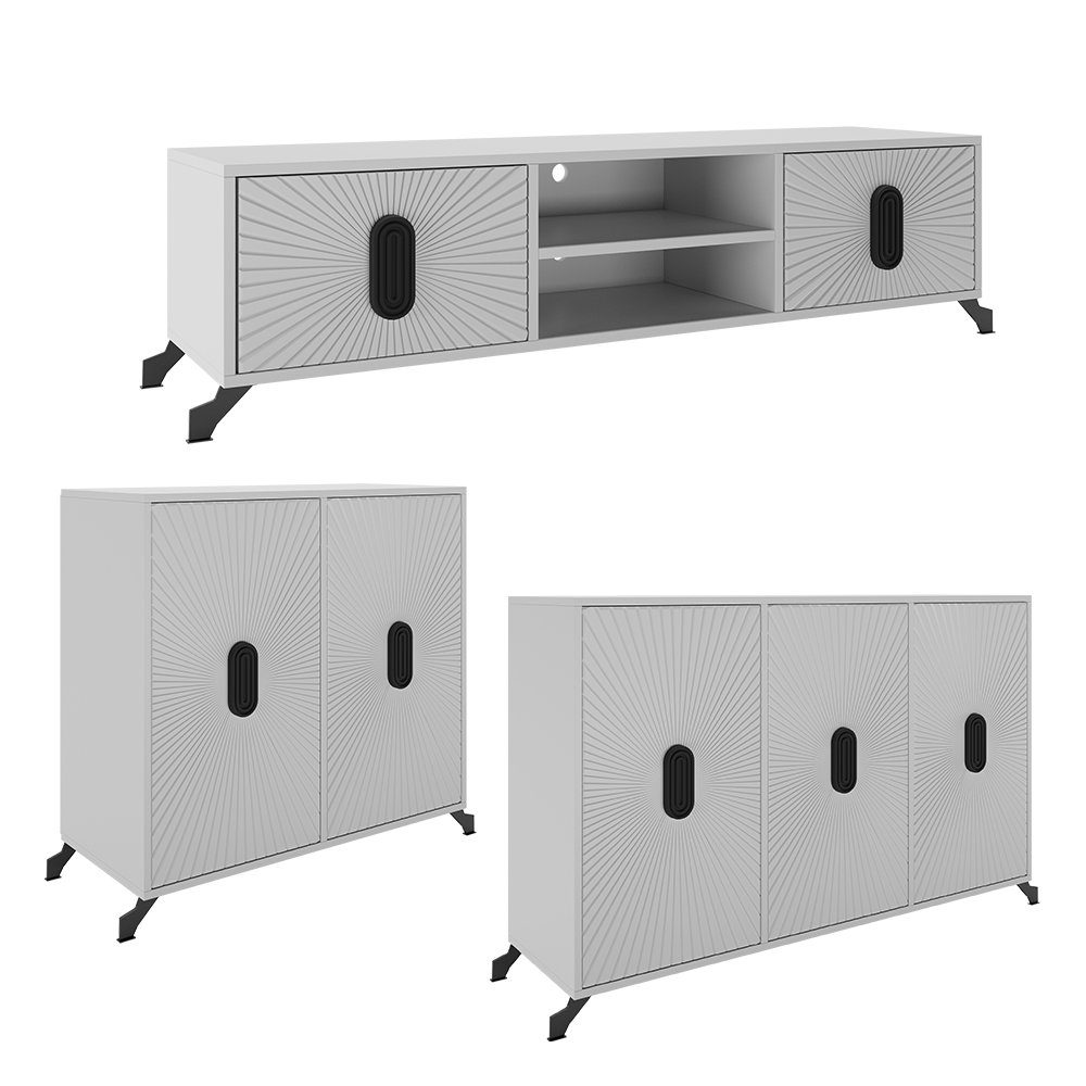 Vicco Lowboard TV-Schrank MAROKKO Hellgrau