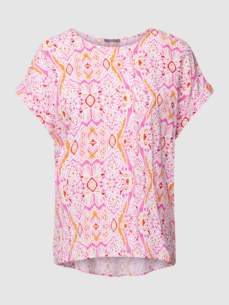 Blusenshirt aus reiner Viskose mit fixierten Armumschlägen in pink