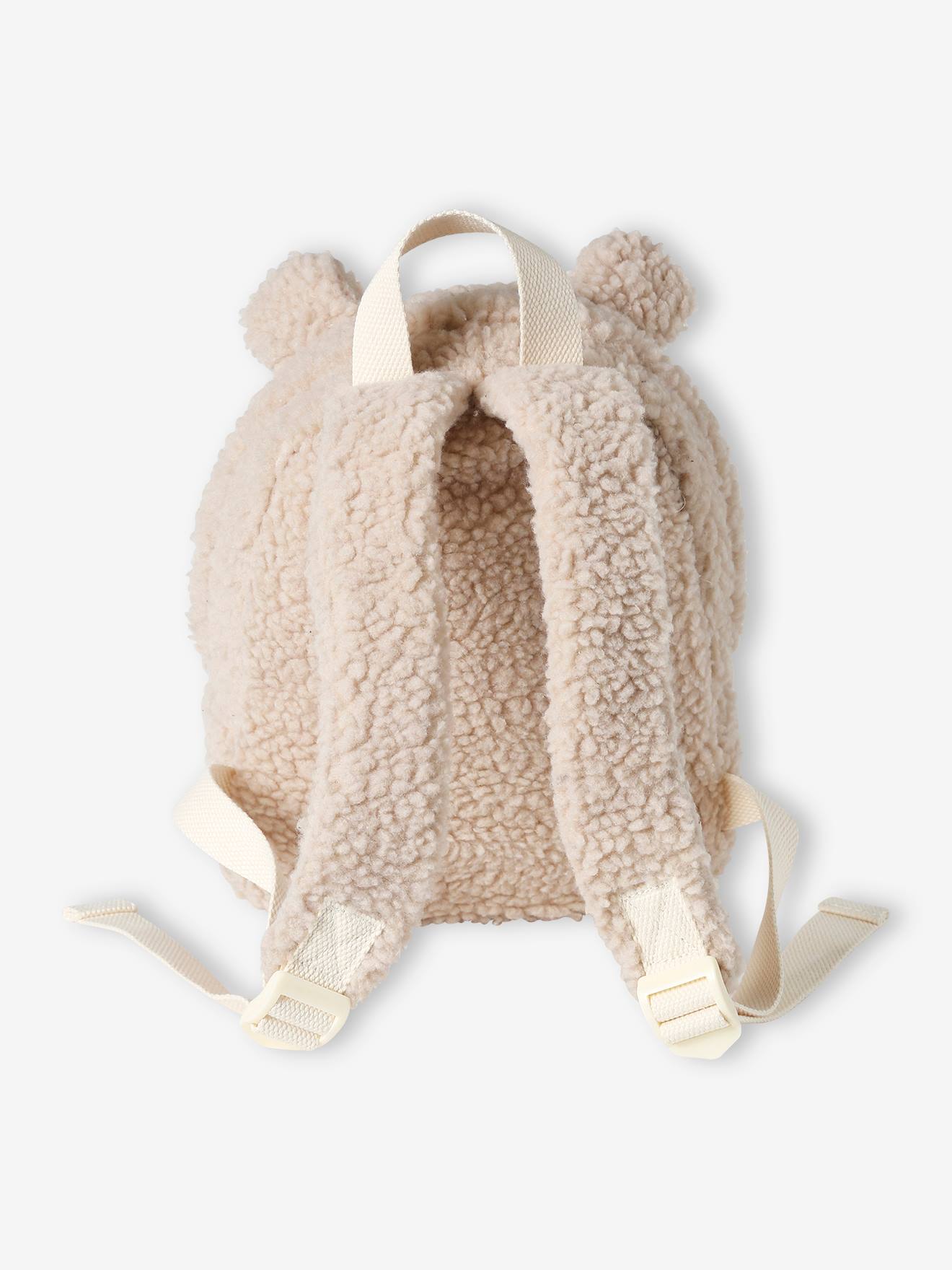 Sac à dos ours en sherpa enfant beige