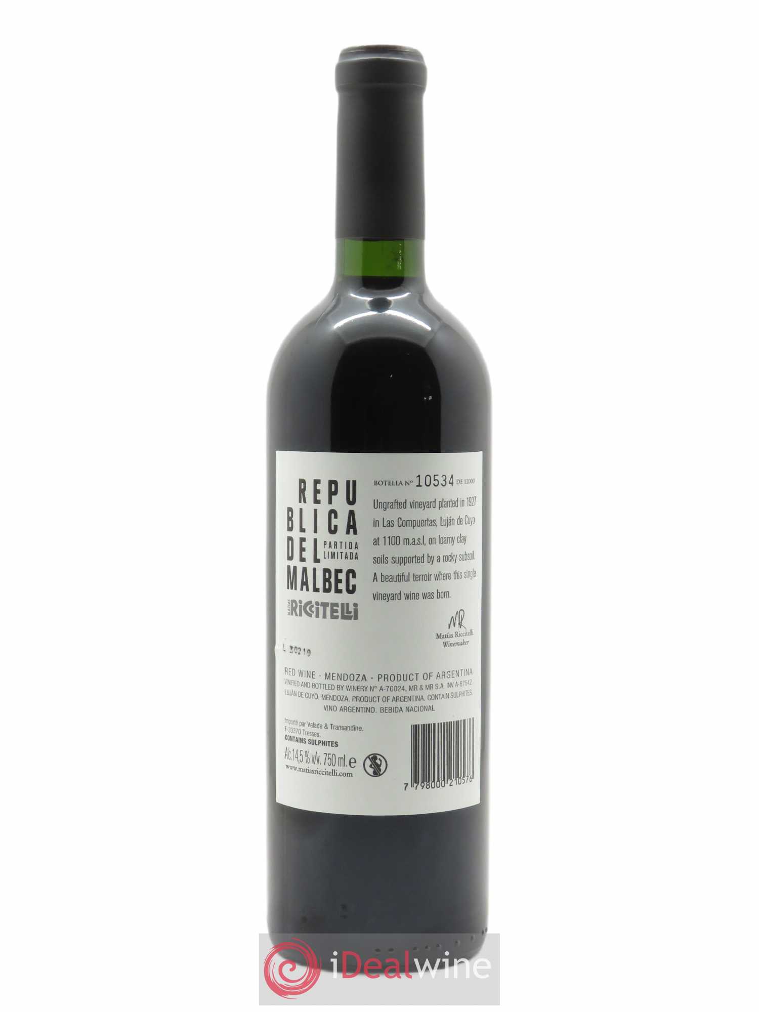 Luyan de Cuyo Matias Riccitelli Republica del Malbec  2016 - Lot de 1 Bouteille