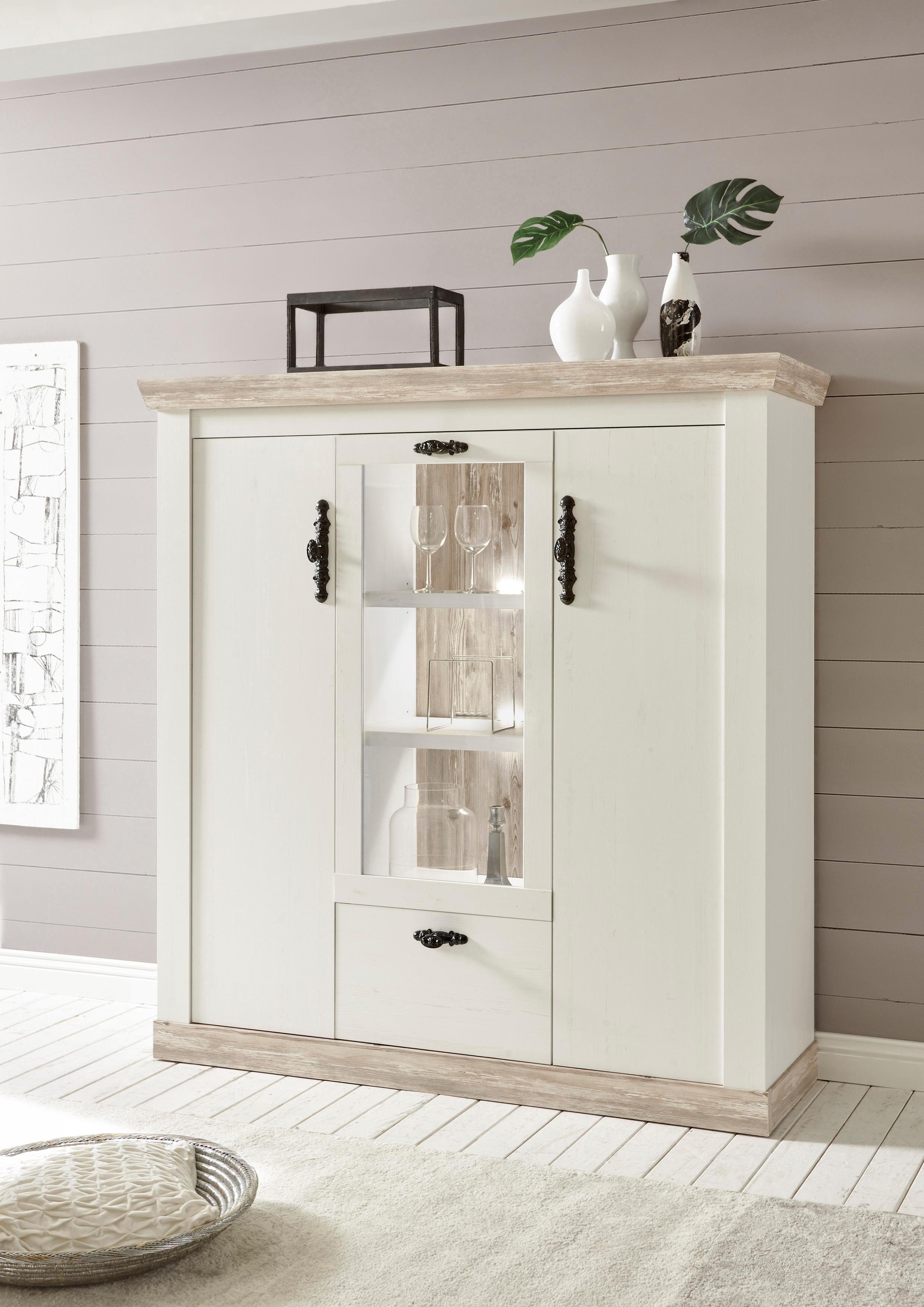 Home affaire Highboard Florenz, im romantischen Landhaus-Look, Breite 140 cm