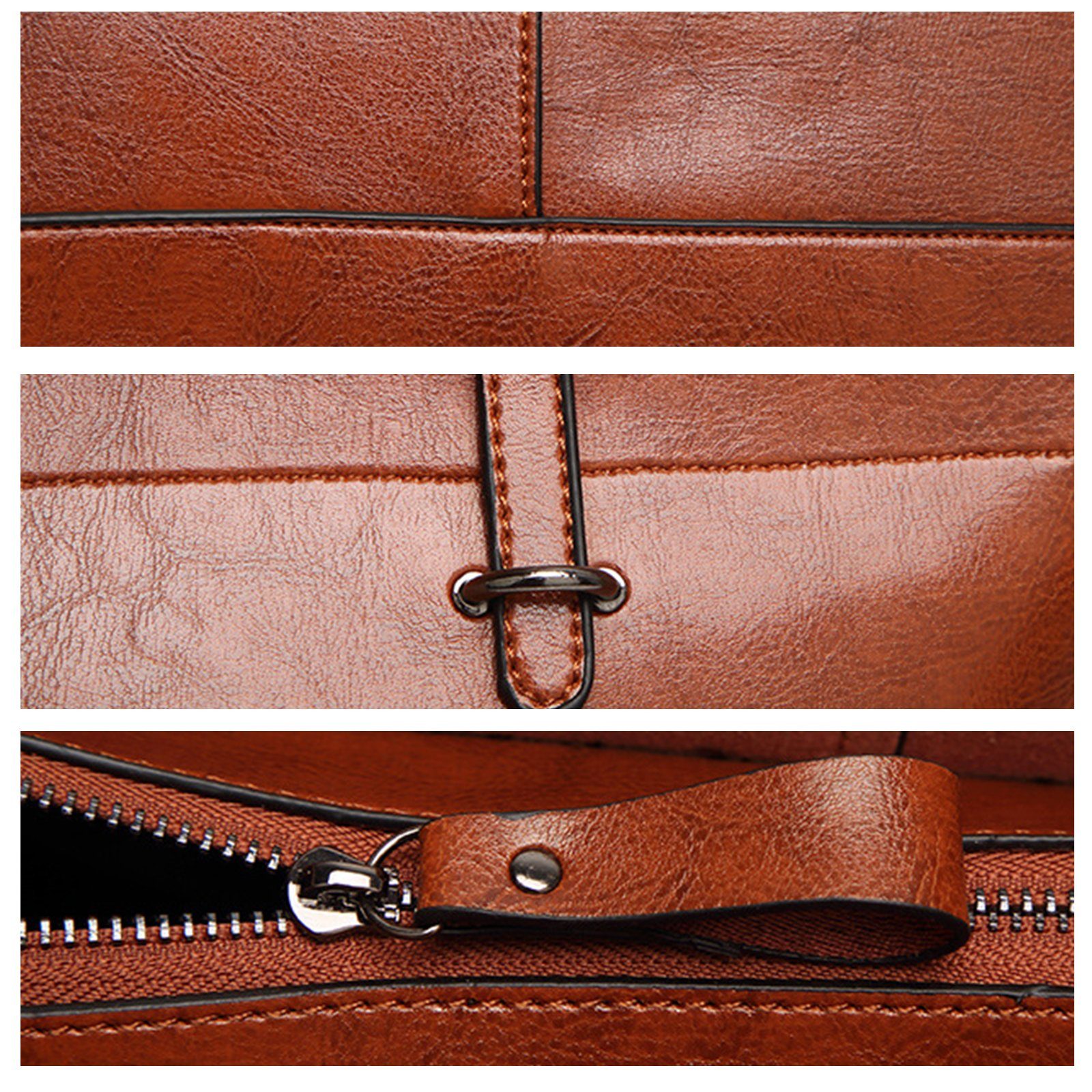 REDOM Handtasche Damen Henkeltasche Freizeittasche Tragetasche Leder Tasche Vintage (Leder Schultertasche Arbeitstasche Ledertasche Laptoptasche Shopper , Bürotasche, Aktentasche, Unitasche, Top Griff), für Damen Frauen Jungen Freizeit Arbeit Busines