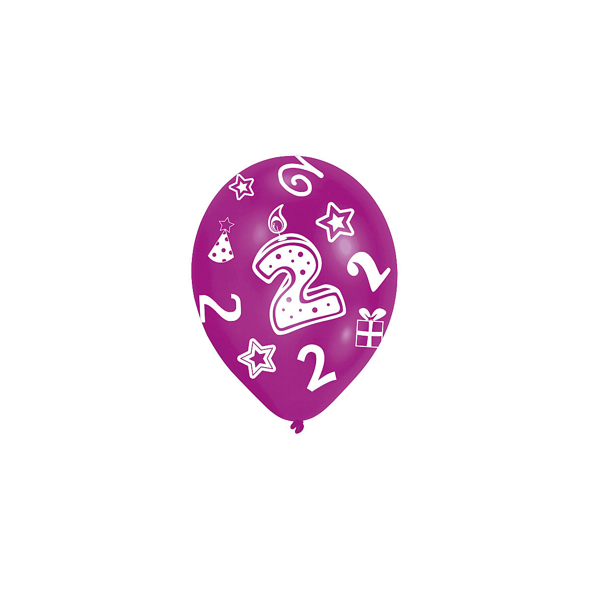 Latexballons Zahl 2, 6 Stück
