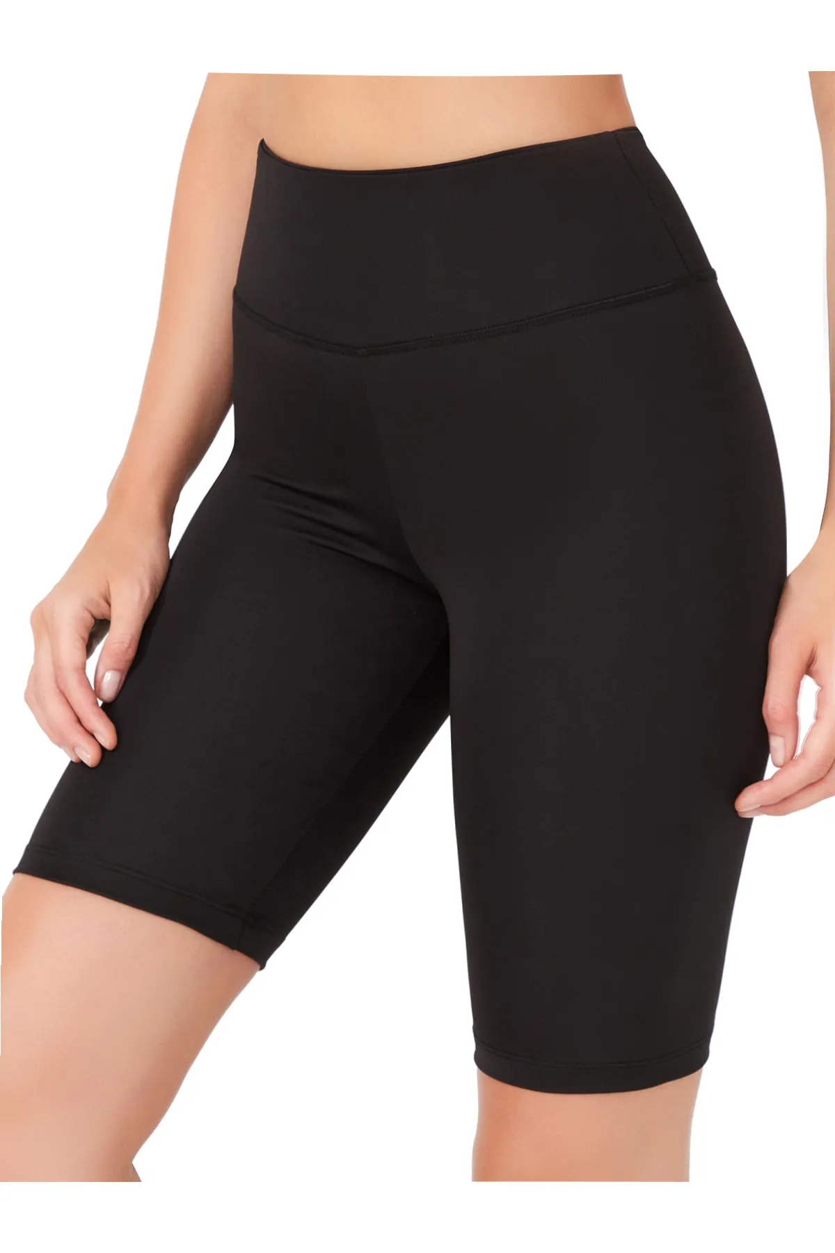 LOS OJOS  Damen-Radhose, schwarz, hohe Taille, lockere Radlerhose, kurze Sport-Tights, Biker-Basics