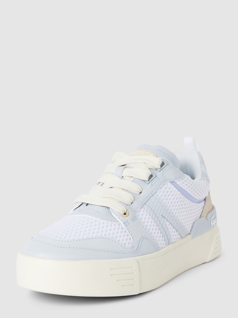 Sneaker aus Leder-Mix mit Kontrastbesatz in violett