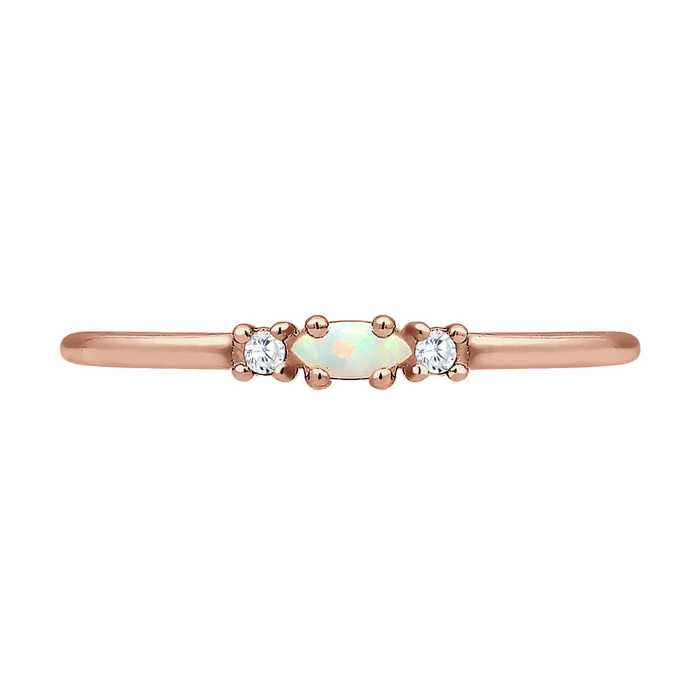 Elli Elli Bague Femmes Vintage avec Cristaux de Zirconium et Opale en Argent Sterling  Bague