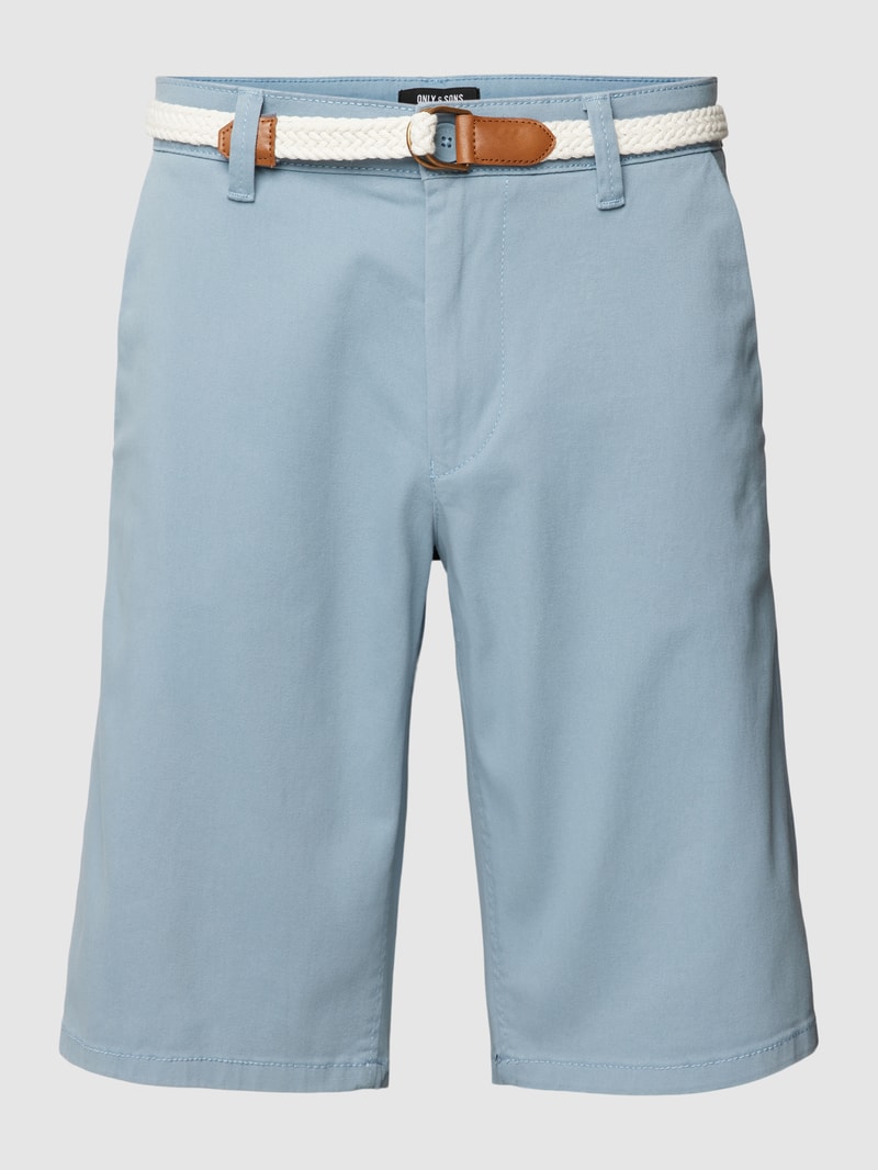 Chino-Shorts mit Gürtel Modell 'WILL' in hellblau