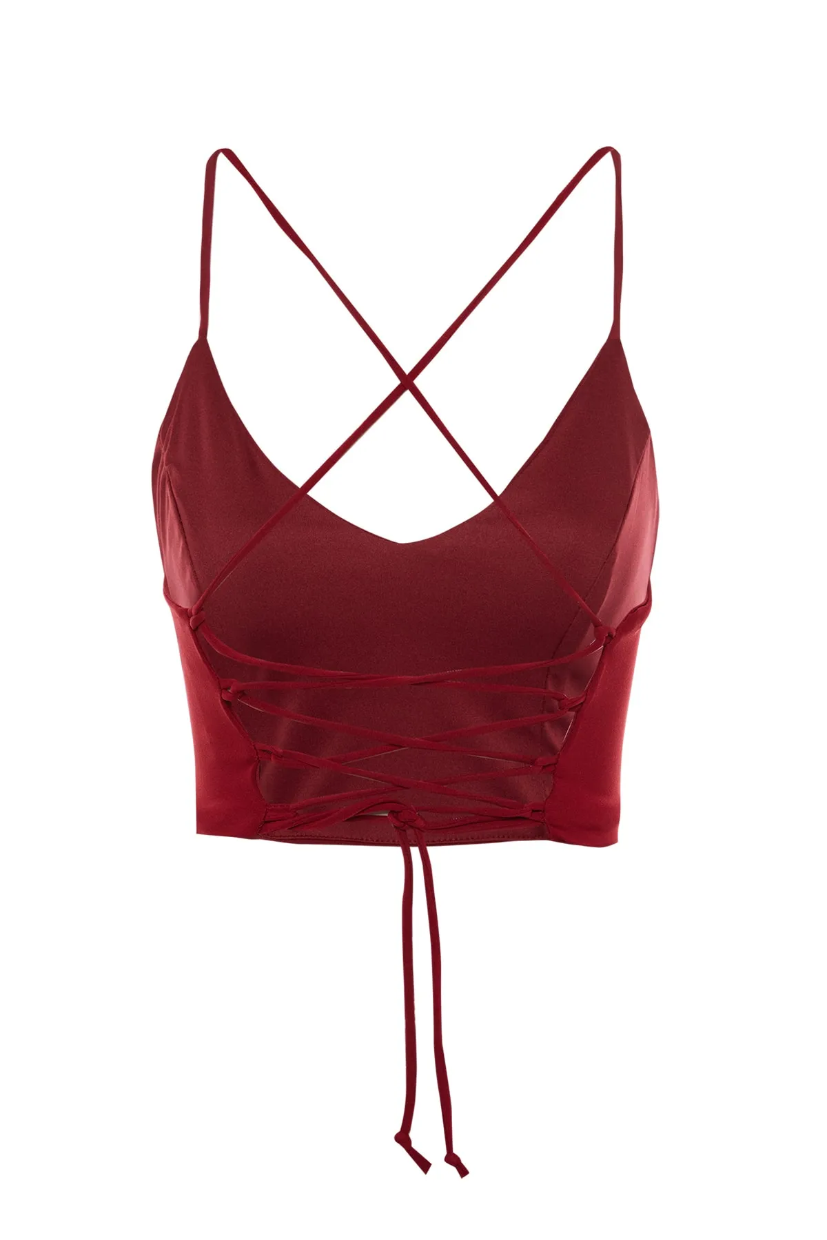 Trendyol Collection  Pflaumenfarbenes, bauchfreies, gefüttertes Bustier aus Webstoff TPRSS21BS0009