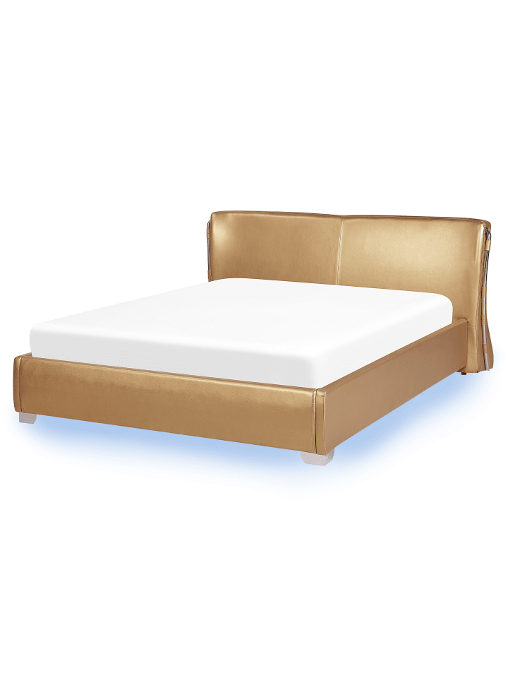 Beliani Doppelbett mit LED PARIS in Gold/Silber - (W) 195 x (H) 83 x (L) 228 cm günstig kaufen onesize