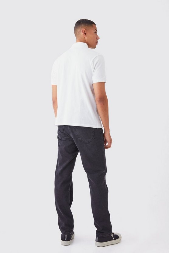 Slim-Fit Pique Poloshirt mit 1/4 Reißverschluss