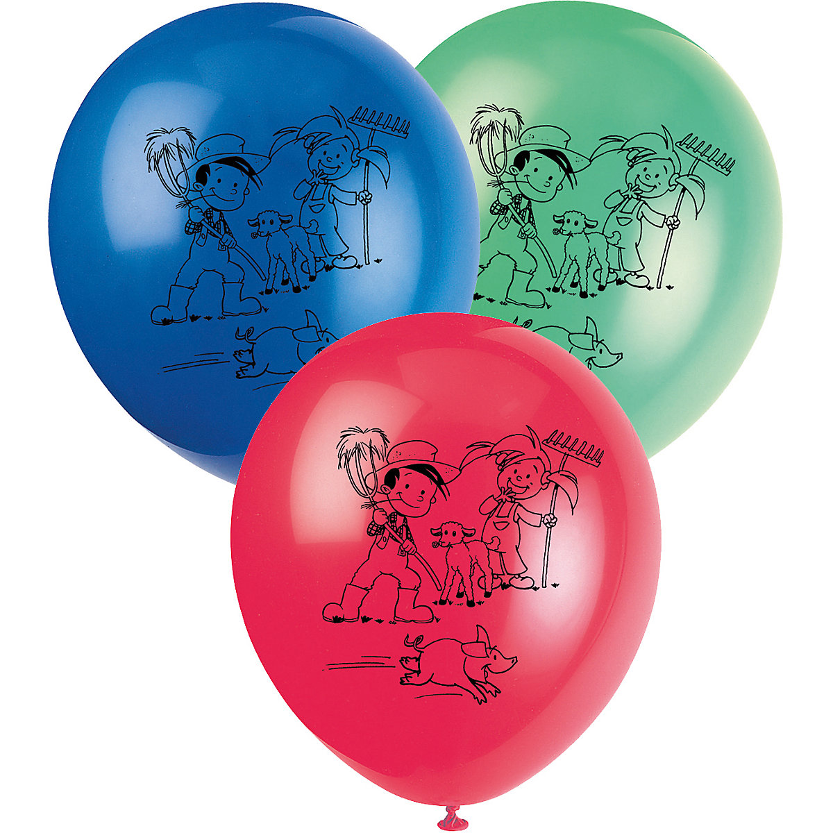 Luftballons Flos Bauernhof, Latex, 25 cm, 8 Stück