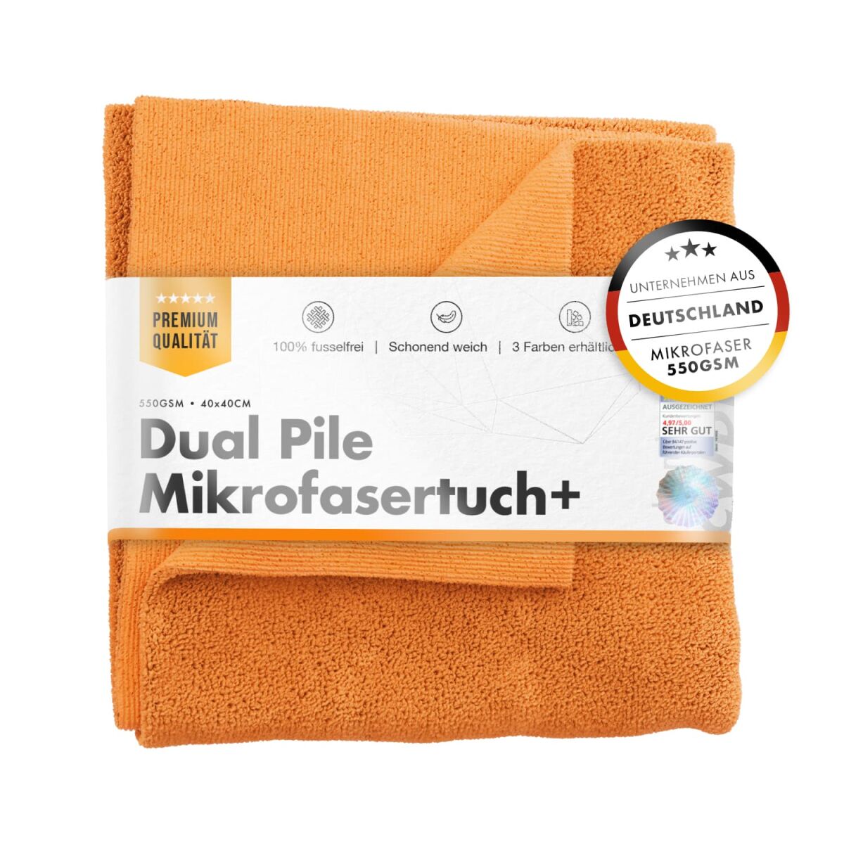 chemicalworkz Dual Pile Towel 550GSM Orange Allzwecktuch 40×40cm