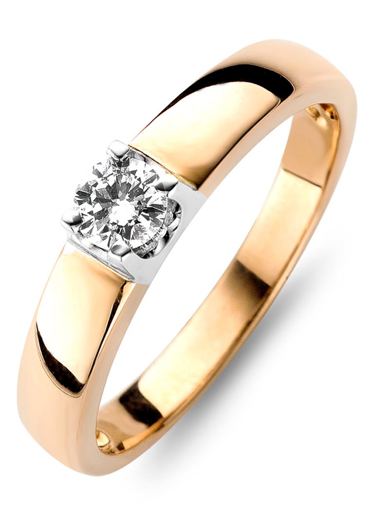 Diamond Point Rose gold solitaire lab-grown diamond ring, 0.11 ct. 0.11 ct diamond Lab-grown diamond