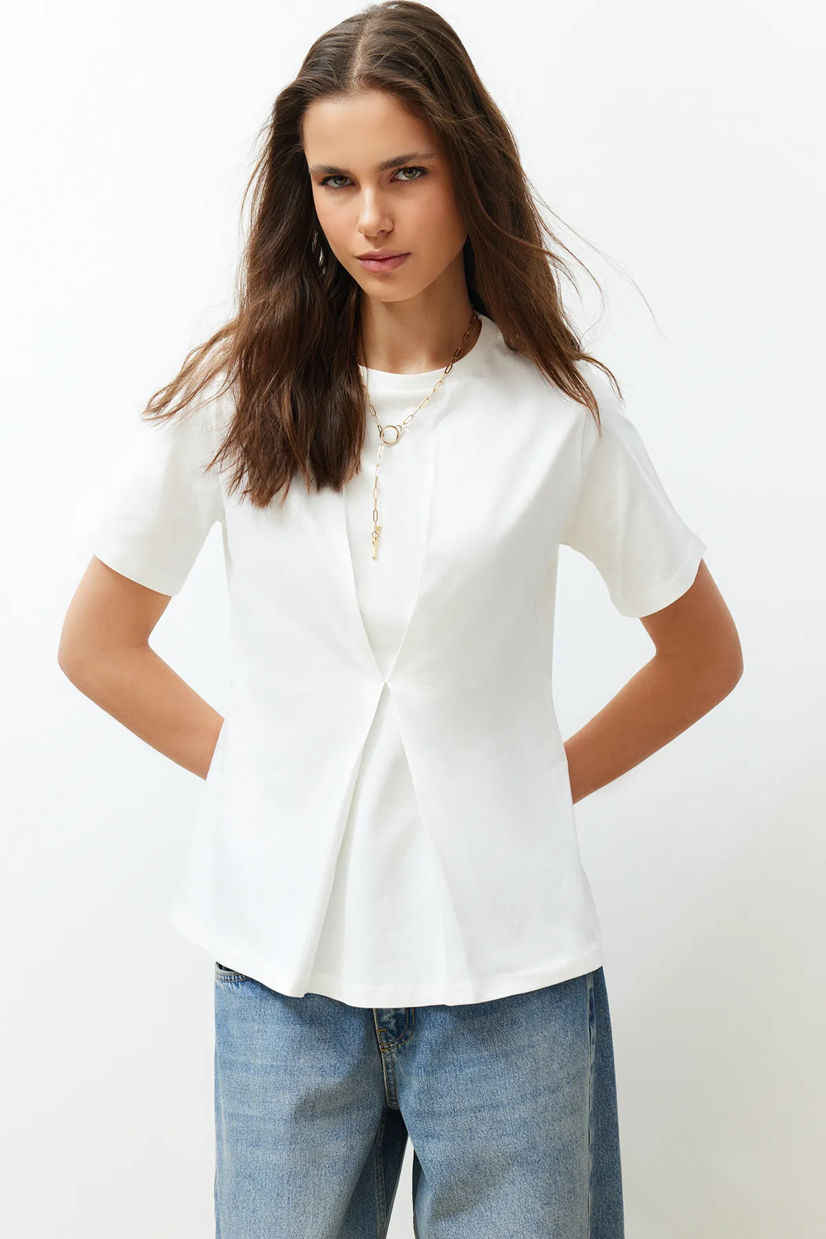 Trendyol Collection  Ecru-Strickbluse TWOSS24BZ00302