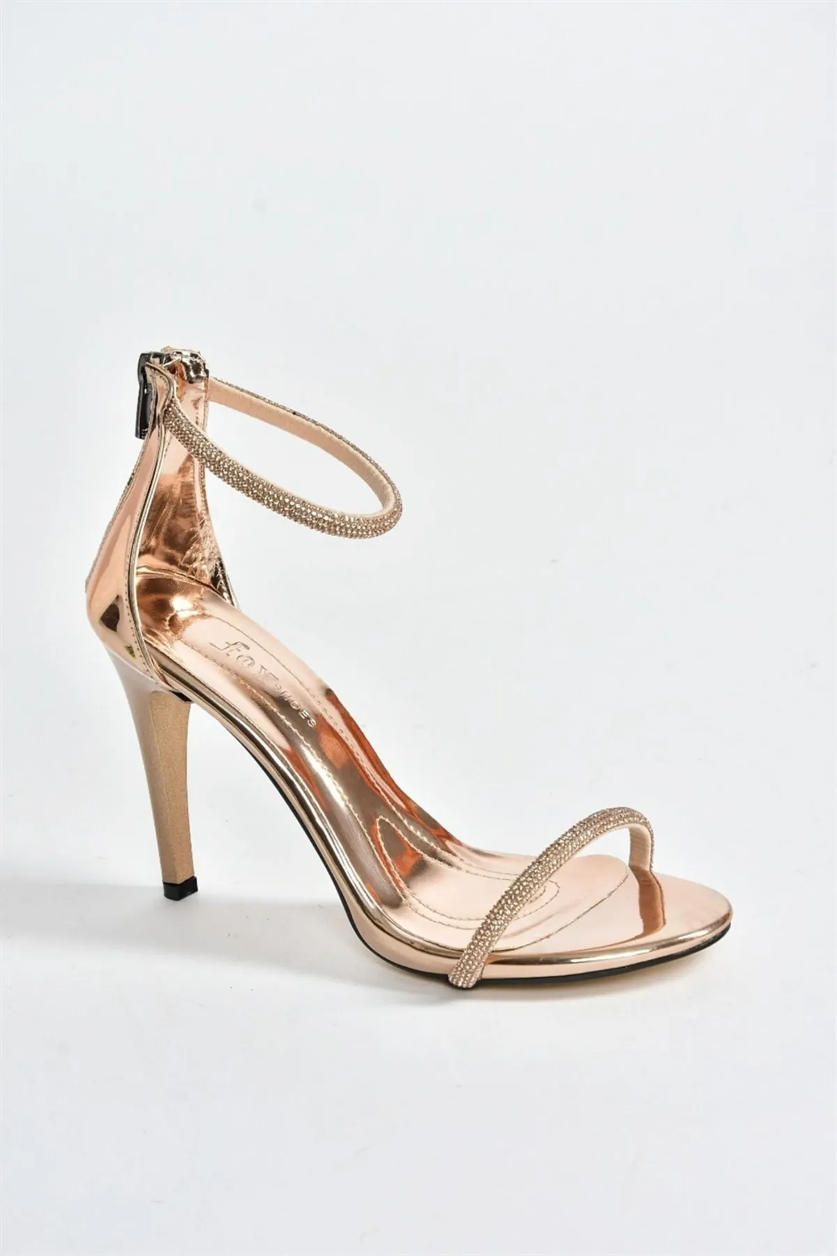 Fox Shoes  Bronze Mirror Single Band Stone Damen-Abendkleid-Schuhe M251800034