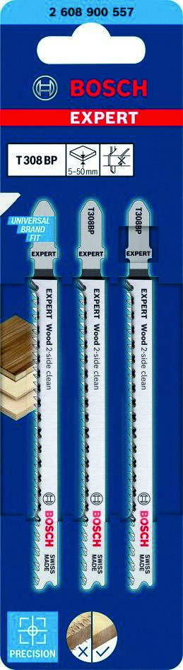 Bosch Blue Accessories 2608900557 Expert 'Wood 2-sided clean' T 308 BP afkoblingssavklinge 3-delt