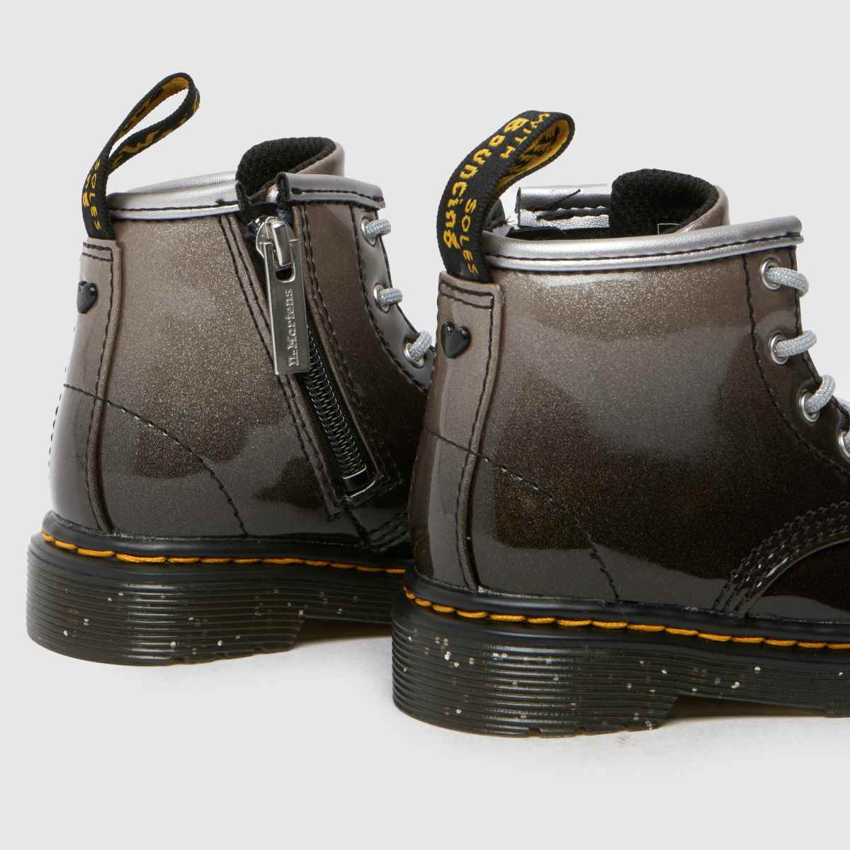 Dr. Martens fekete és ezüst 1460 csillámos lányka kisgyermek csizma
