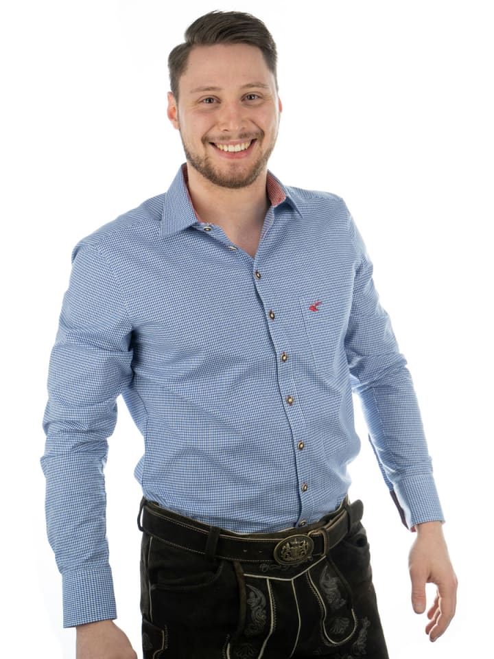OS-Trachten Trachtenhemd Wacodu in mittelblau günstig kaufen