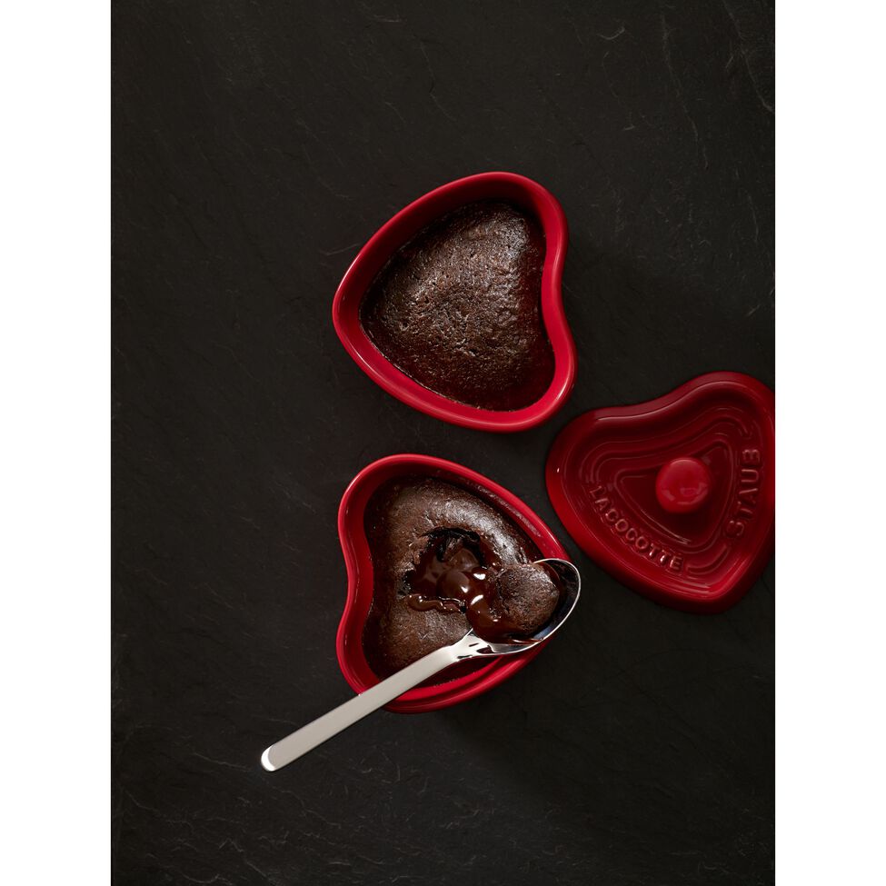 Mini Cocotte 9 cm, Herz, Kirsch-Rot, Keramik