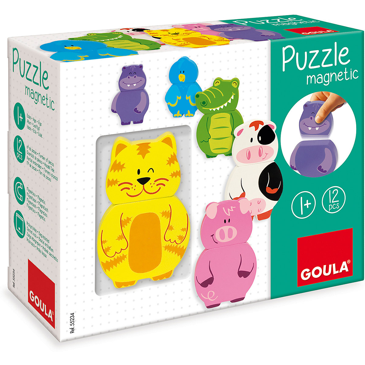 GOULA Magnetisches Holzpuzzle Tiere