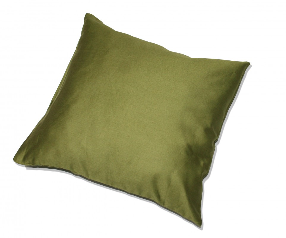 Kinzler Baumwoll-Satin Kissenhülle Uni 2x 40/40 cm, Farbe oliv