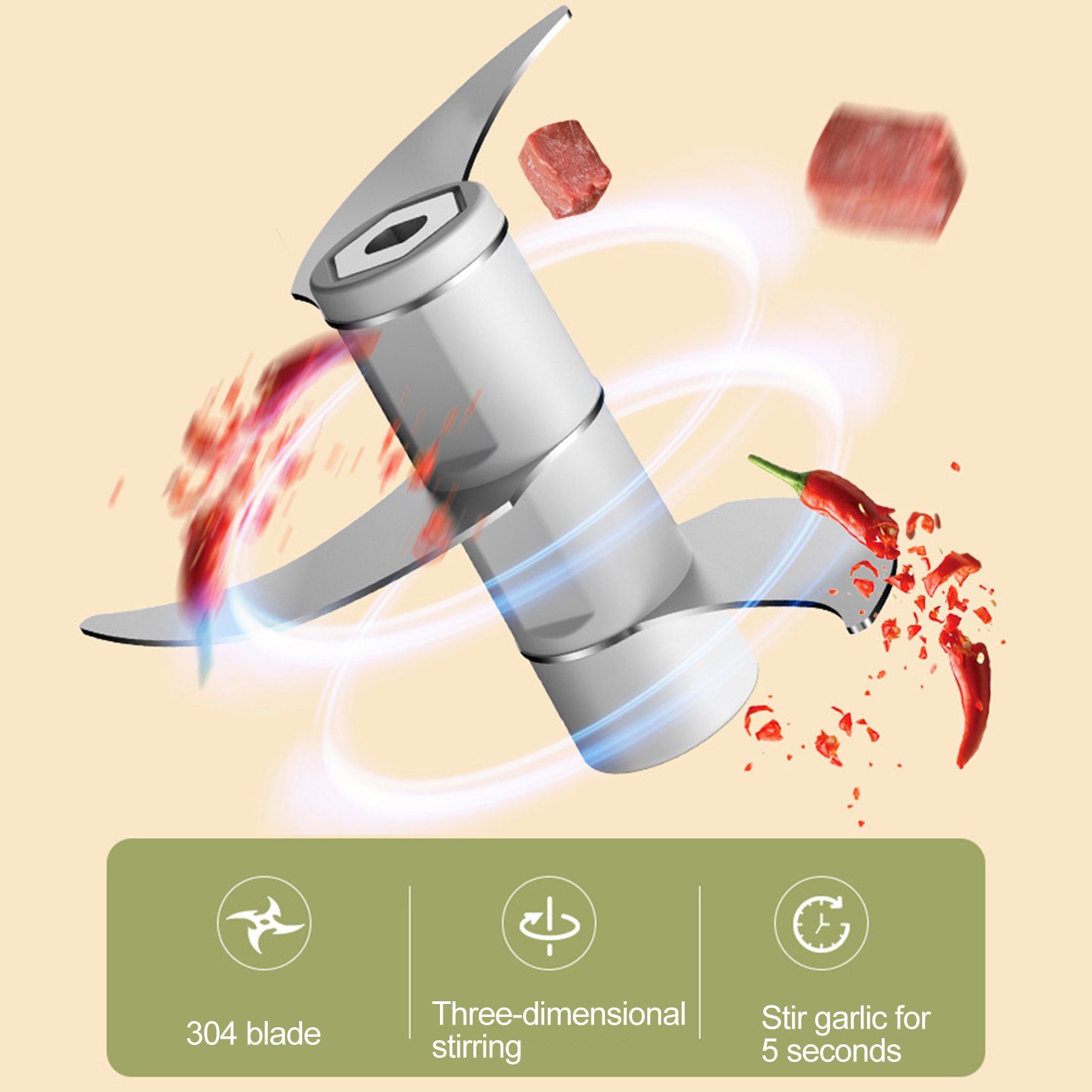 farfi Milchaufschäumer 2-in-1 Kabelloser Handmixer & Mini-Mühle - mit Typ-C-Ladung, Kabellos