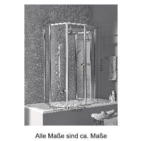 welltime Badewannenaufsatz Summer, Einscheibensicherheitsglas, (6 tlg), Badewannenfaltwand, Glaswand bestehend aus 6 Elementen