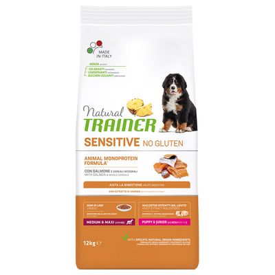 Natural Trainer Sensitive No Gluten Puppy & Junior Medium/Maxi mit Lachs