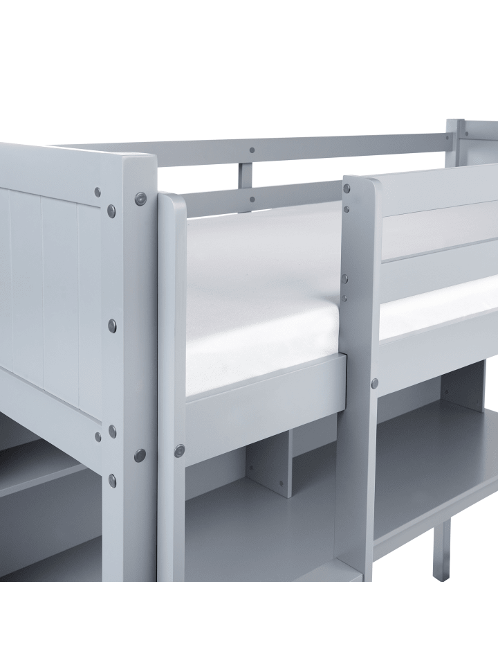 Beliani Hochbett FOUCAMONT in Grau - (W) 104 x (H) 180 x (L) 209 cm günstig kaufen onesize