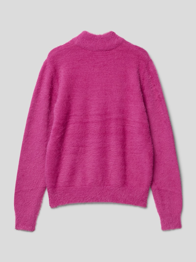 Strickpullover mit geripptem Rundhalsausschnitt in bordeaux rot