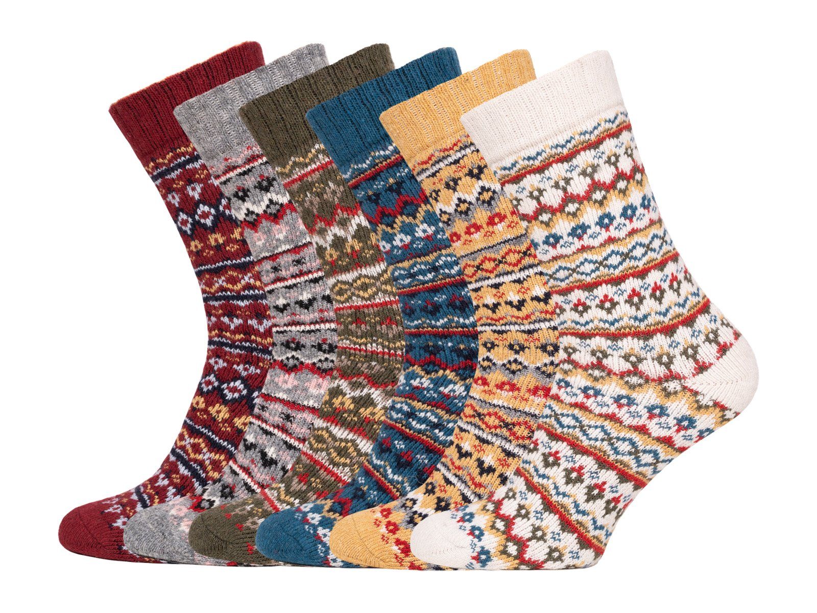 HomeOfSocks Socken Hygge Socken Dick Für Herren & Damen mit Wolle Dicke Socken Hyggelig Warm Mit Hohem 45% Wollanteil In Bunten Design