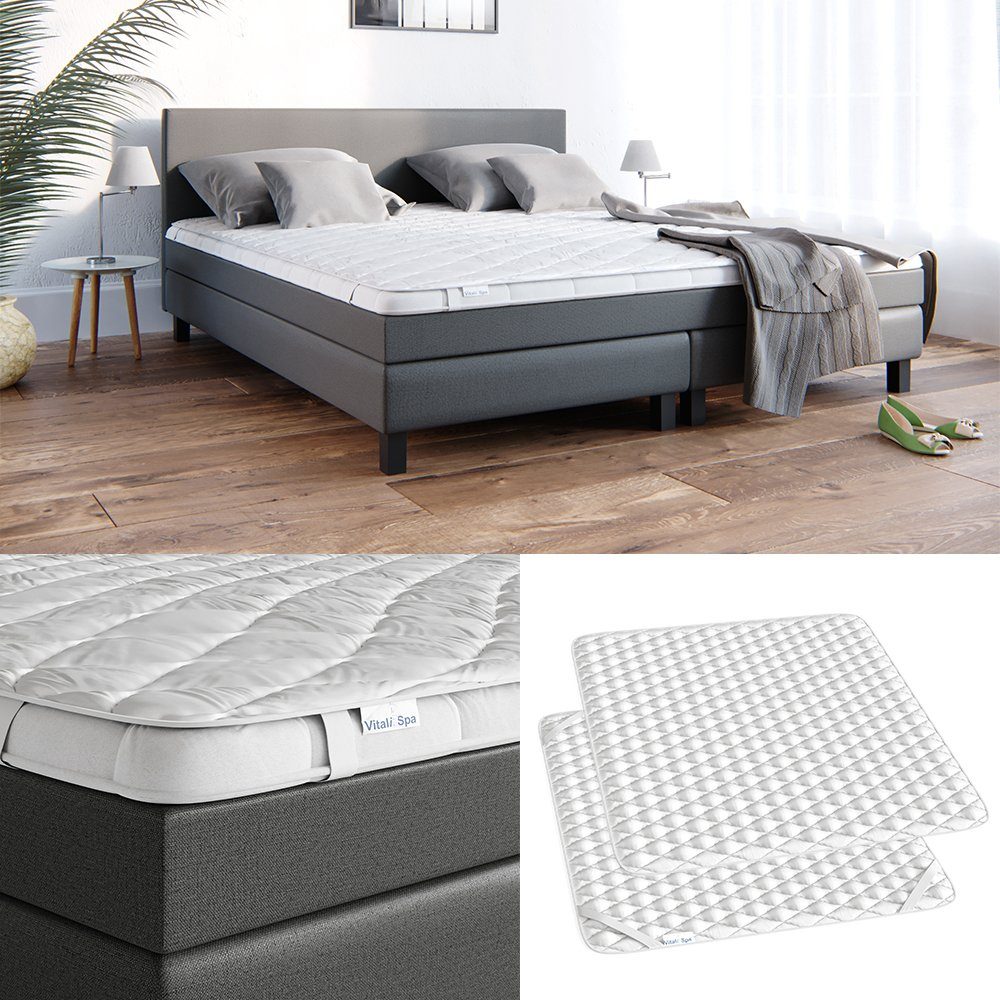 Matratzenschutzbezug Topper Matratzenschoner Auflage 180x200 weiß Baumwolle VitaliSpa®