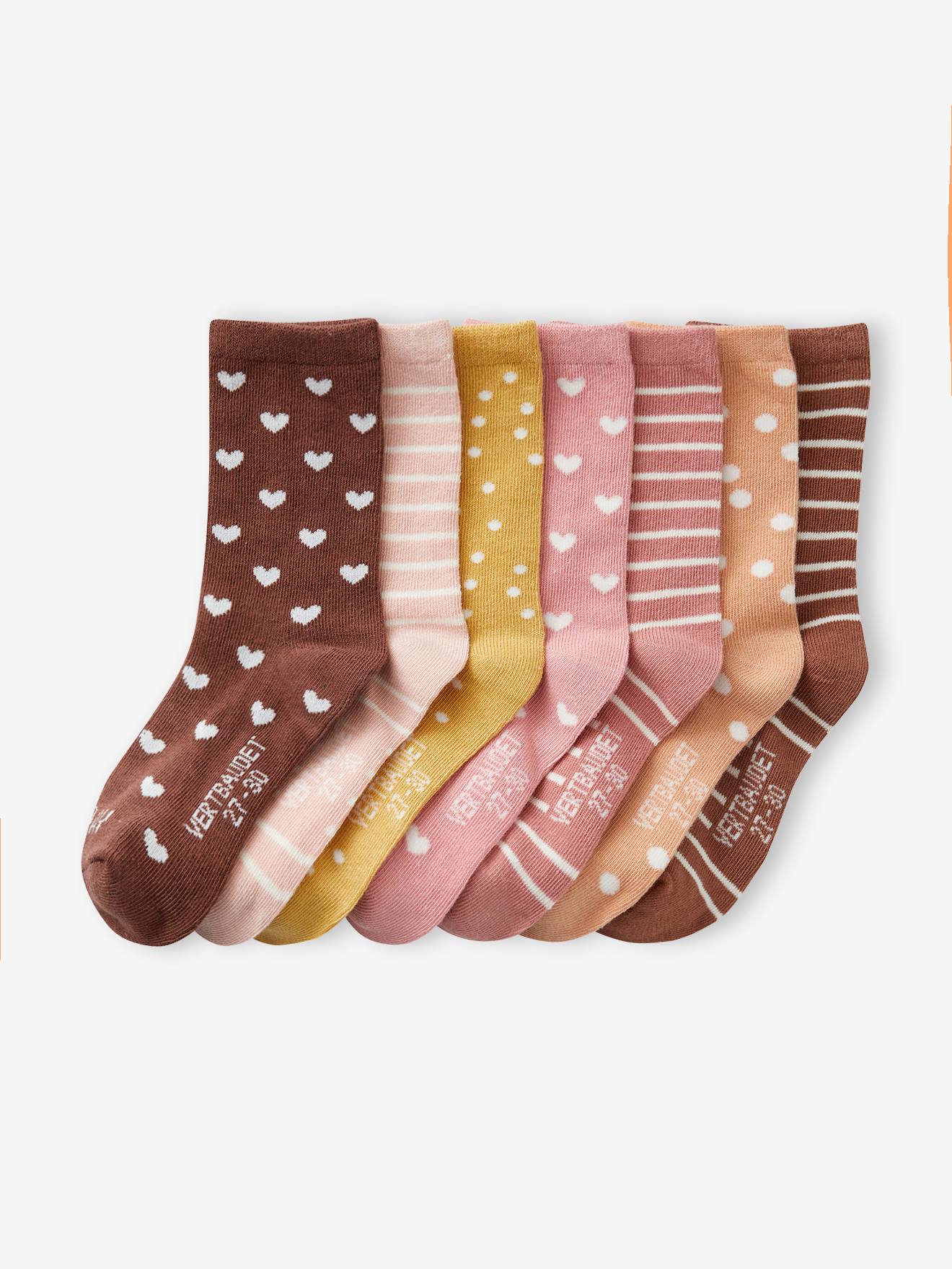 Lot de 7 paires de chaussettes fille semainier noisette