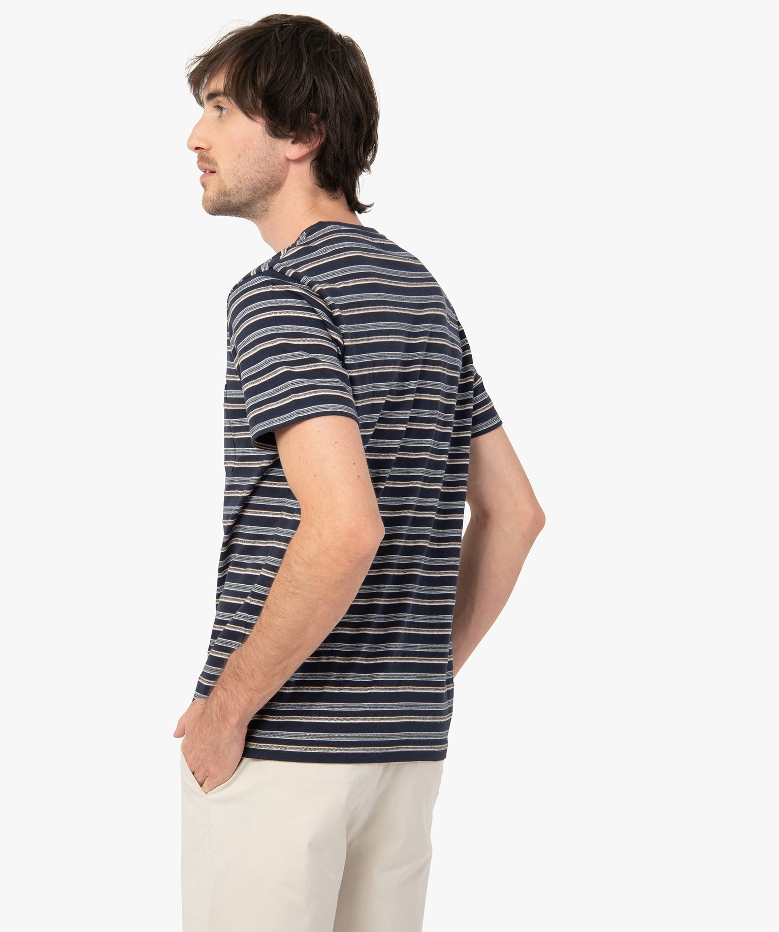 Tee-shirt homme à manches courtes et rayures multicolores raye | GEMO