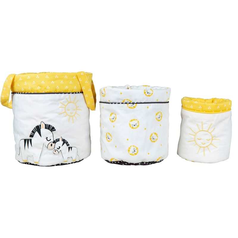 Lot de 3 panières gigognes Pluche et pompon