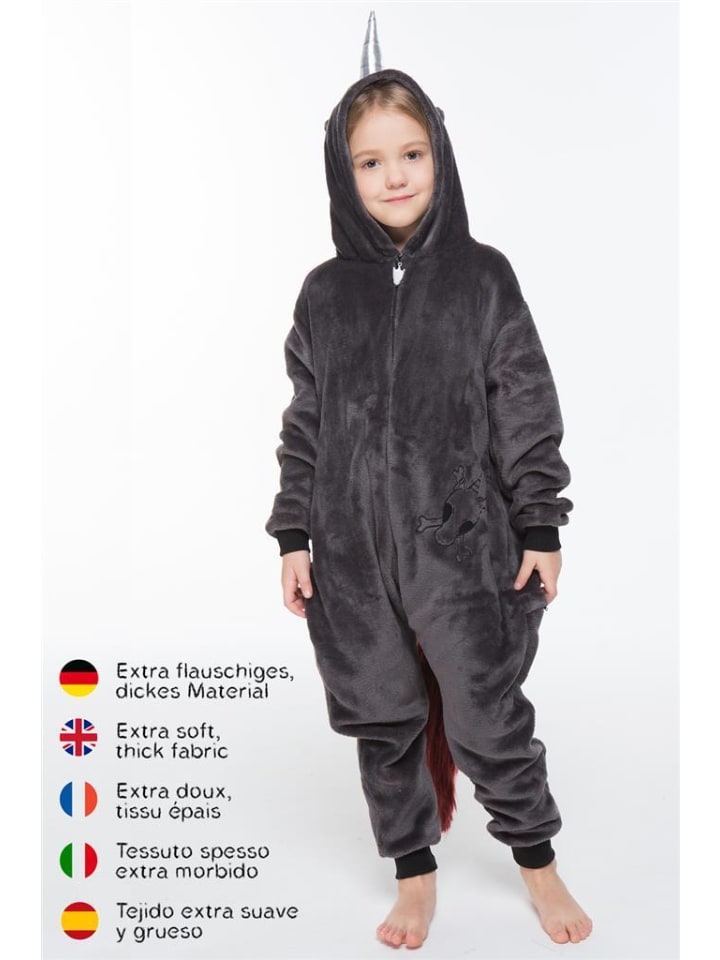 Corimori Onesie Kostüm in Anthrazit/lila günstig kaufen