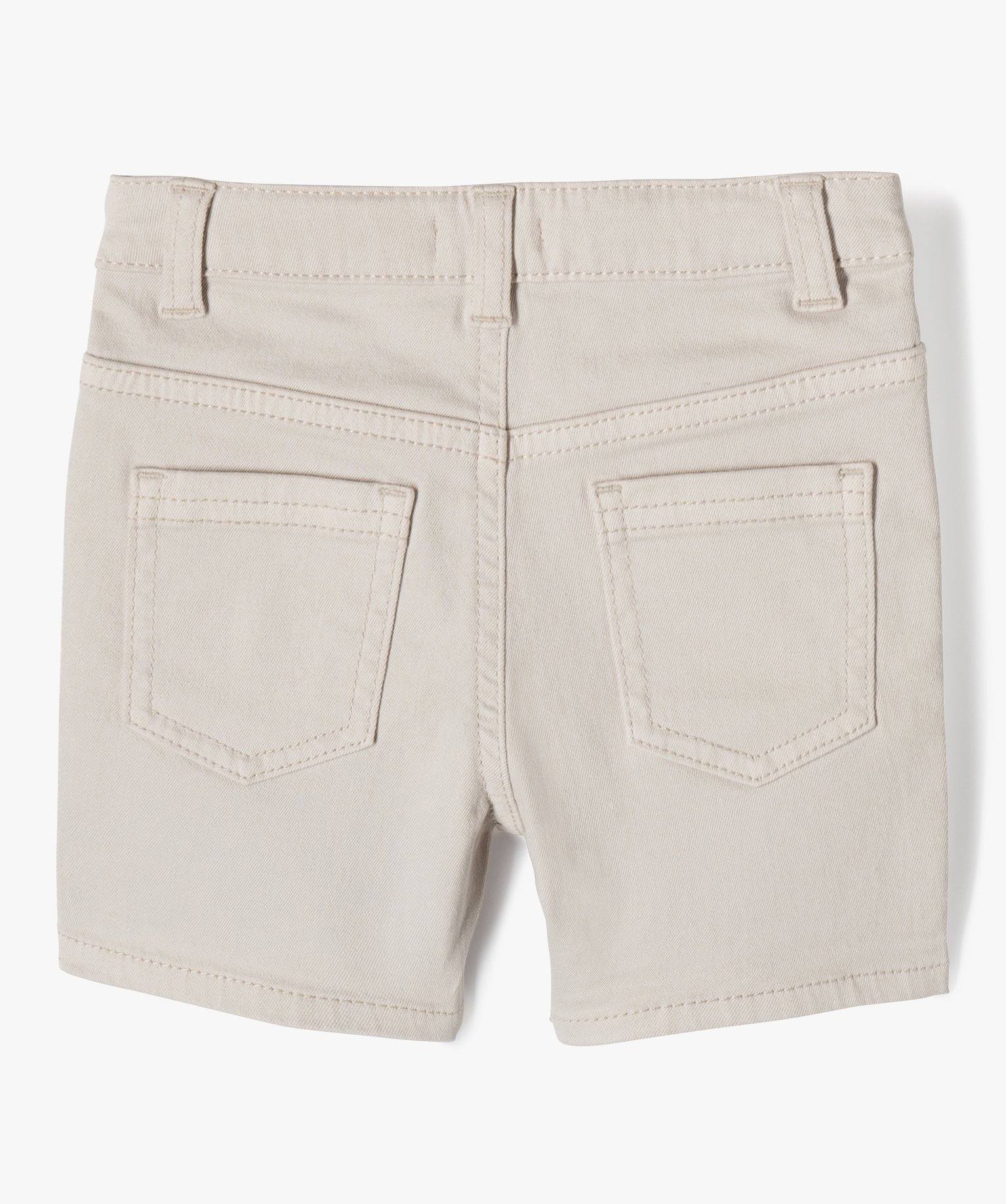 Short bébé Garçon slim en toile extensible unie ecru | GEMO