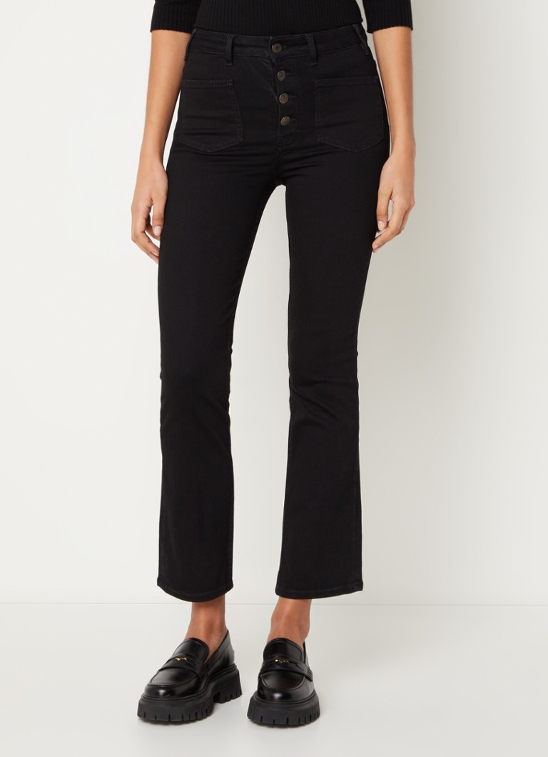 Blugi Maje cu talie înaltă, evazați și crop, cu elastic în talie