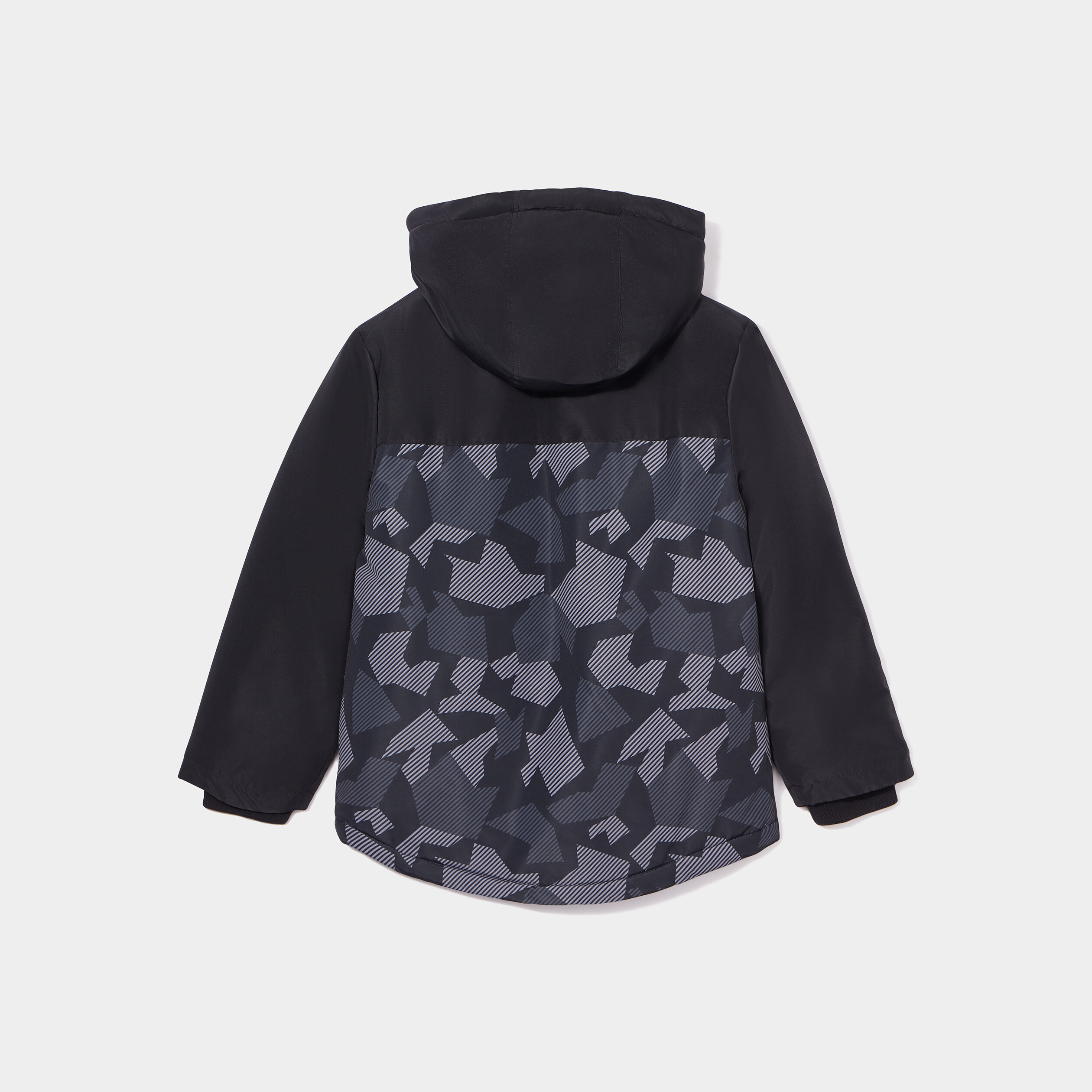Manteau zippé à capuche noir garçon | La Halle