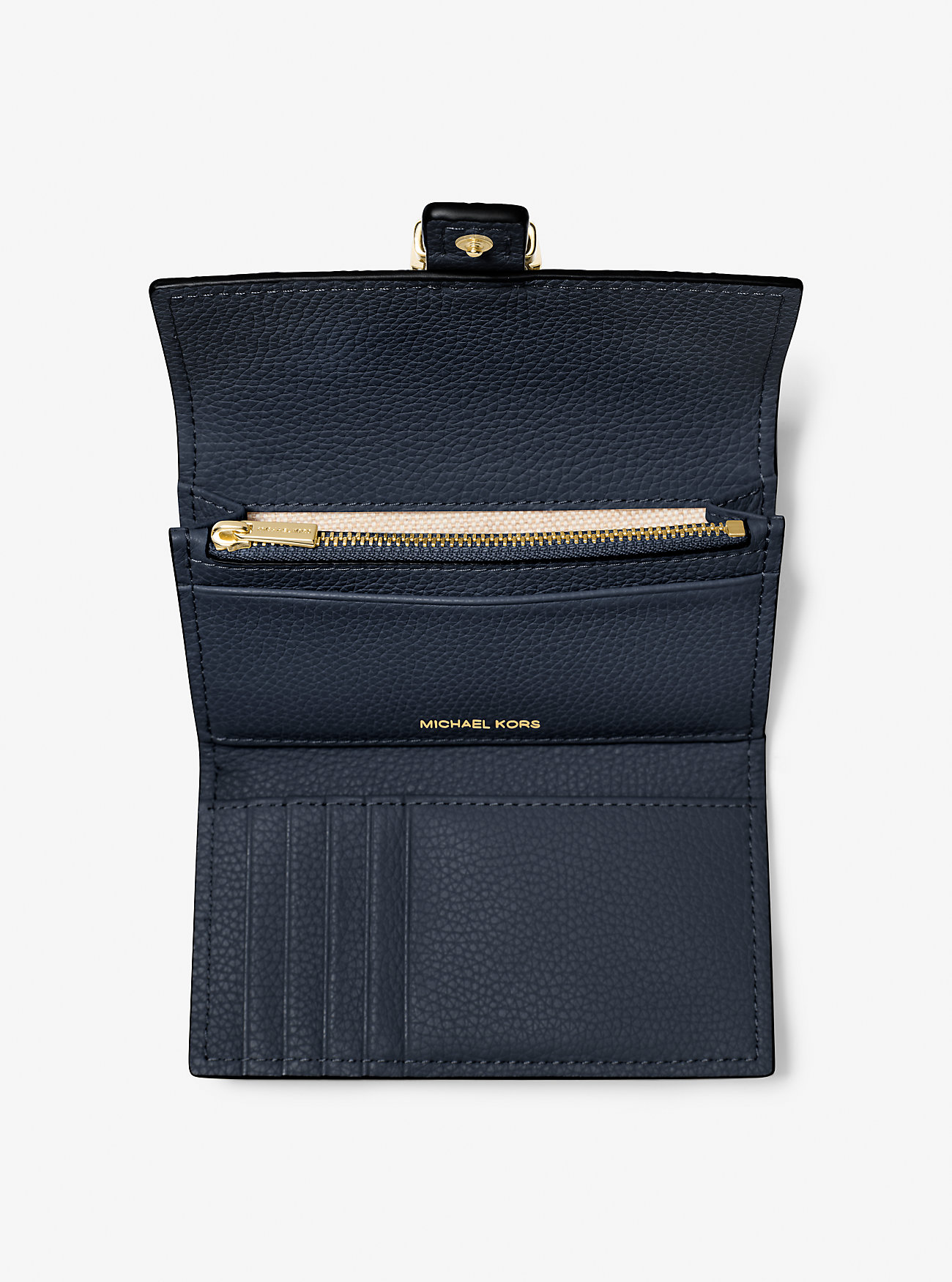 Nolita Medium Pebbled Leather Tri-Bold Lommebok - Marineblå