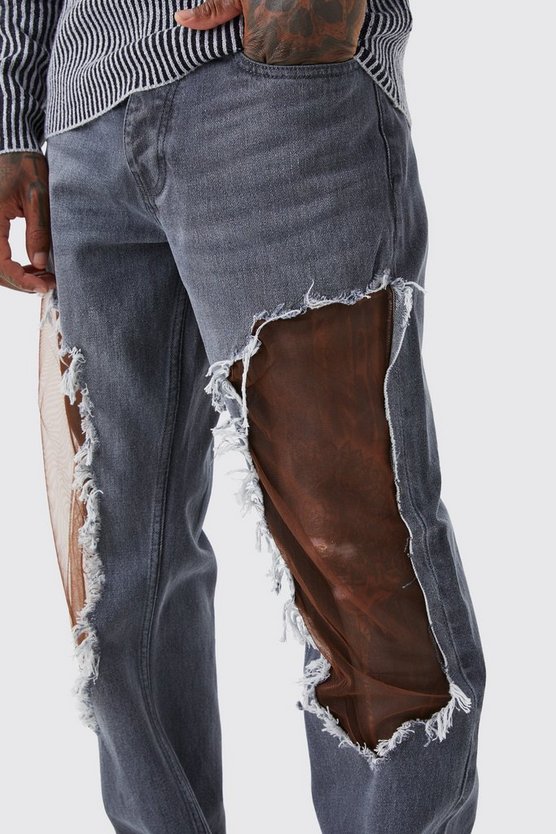 Lockere Mesh-Jeans
