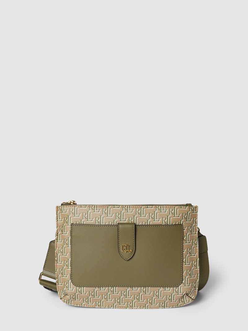 Handtasche mit Allover-Logo Modell 'JAMEY' in olivgrün