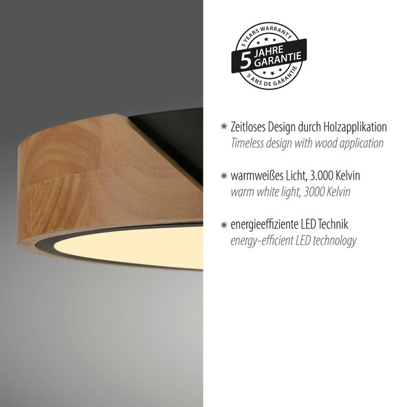 LED-Deckenleuchte BILA, Ø 32 cm, schwarz